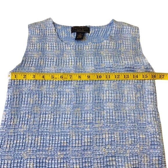 Laura Scott Light Blue Crinkle Style Blouse Tank Top– Petite SP - Picture 7 of 8